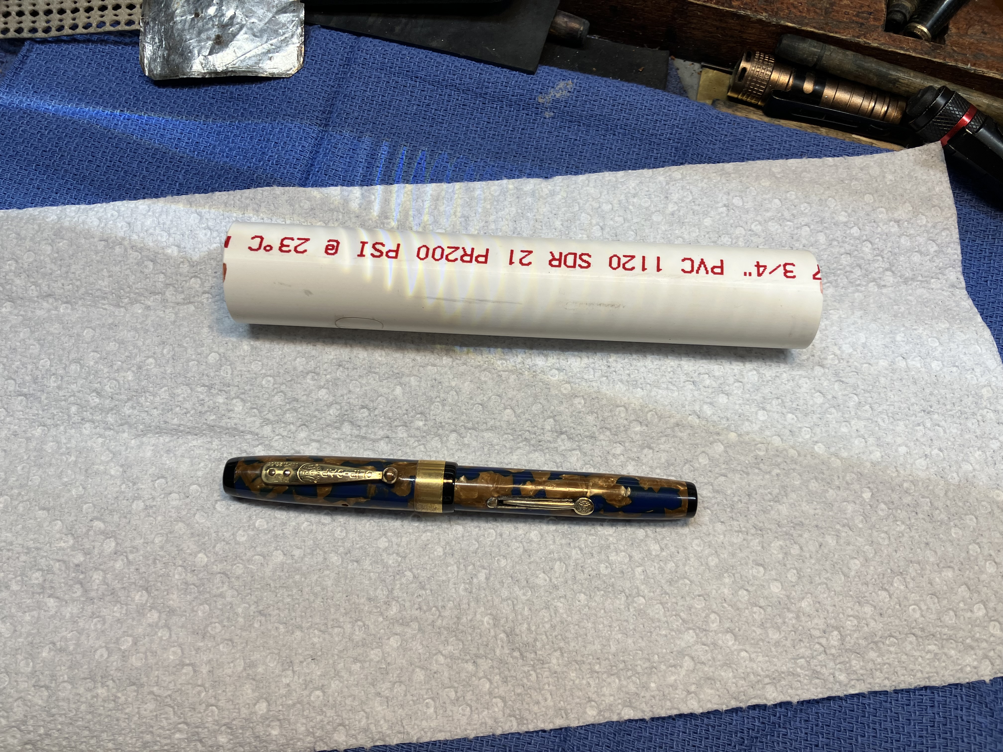 once you have the pen in the pipe wrap that